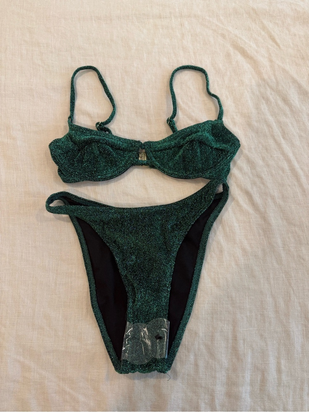 South Beach Green Sparkle Bikini Set
